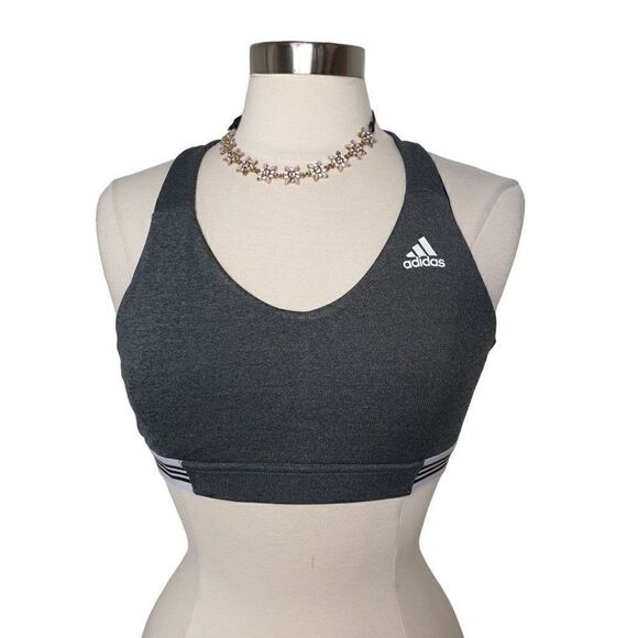 Adidas Women's Sports Bra Ace 3s Grey Sports Bra Mid Impact Medium - Picture 1 of 5